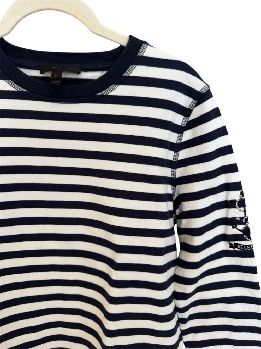 Belstaff Christina Maritime Striped Cotton Long Sleeve Navy Blue Shirt Small - Picture 3 of 10